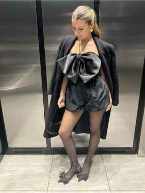 NWOT Zara big bow black sequin Dress